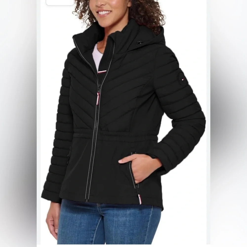 Women’s Black Quilted Hooded Jacket